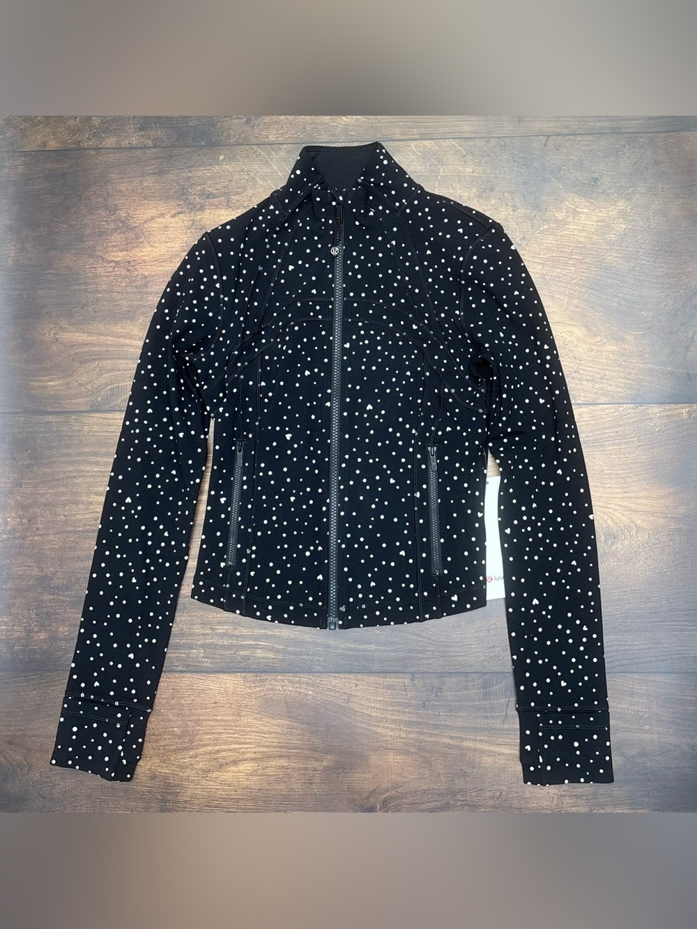 NWT Lululemon Define Cropped Jacket *Nulu In Black Scattered Hearts Size 6